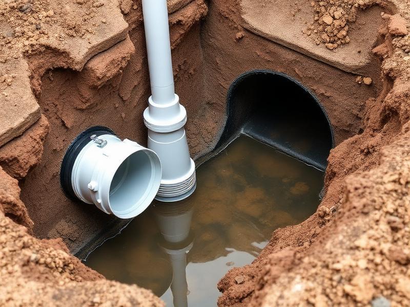 Canalisation enterrée excavée pour réparation