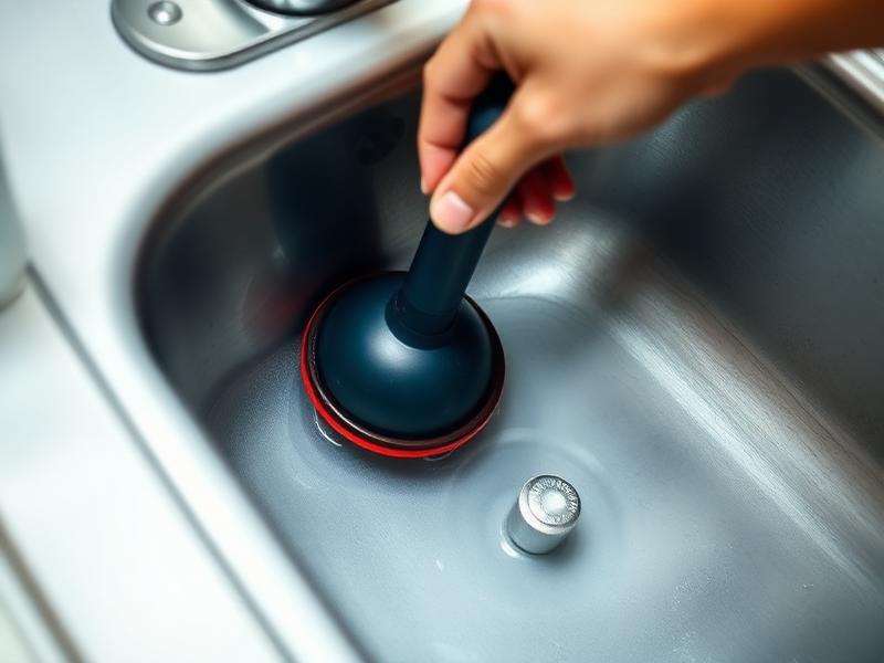 Utilisation d'une ventouse sur un évier bouché