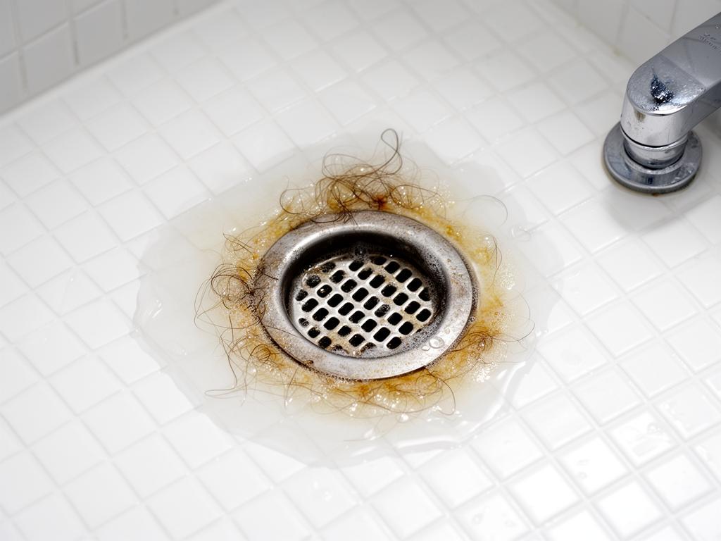 Siphon de douche obstrué avec eau stagnante